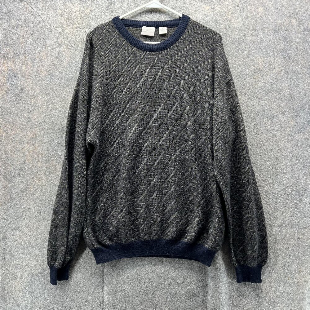 Field Masters Sweater Men Large Vintage Italy Blue Crewneck Pullover Acrylic